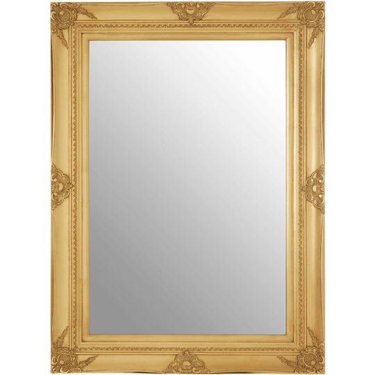 Wall Mirror / Mirrors For Garden / Bathroom / Living Room With Carving Rectangular Frame / Gold Finish Wall Mounted Mirrors W83 x D5 x H113cm.