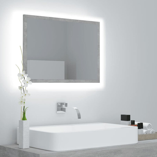 Led Bathroom Mirror Concrete Grey 60x8.5x37 cm Chipboard