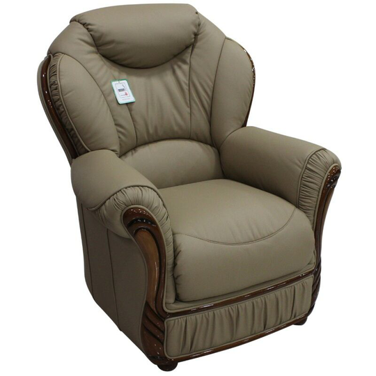 Turin Armchair Genuine Italian Coffee Milk Leather Sofa Offer