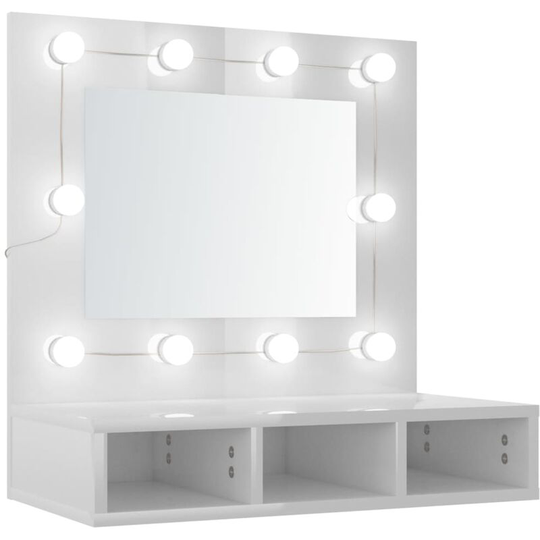 Vidaxl - Mirror Cabinet with led High Gloss White 60x31.5x62 cm White