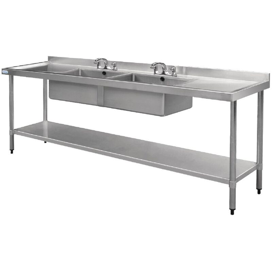 Stainless Steel Double Sink with Double Drainer 2400mm - U910 - Vogue