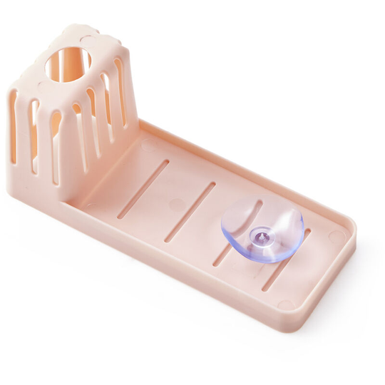 Pink shelf, sponge drain, kitchen shelf