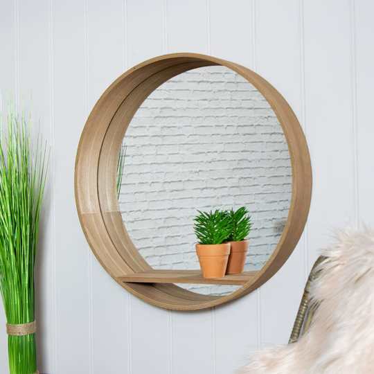 Large Round Mirrored Wall Unit