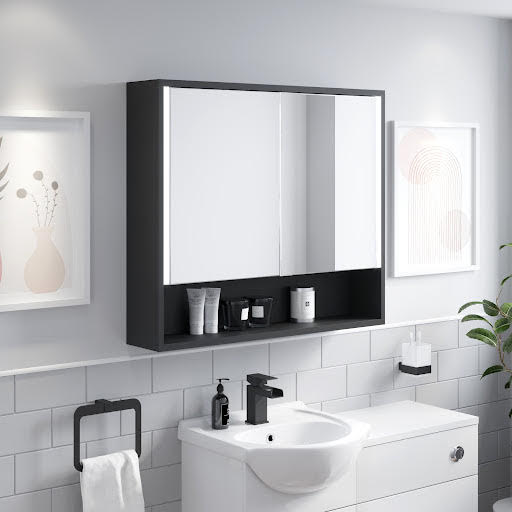 Artis LED Black Mirror Cabinet with Demister Pad & Shaver Socket 700x800mm