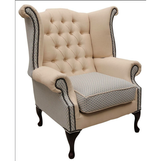 Chesterfield Queen Anne Wing Chair High Back Armchair Galleria Fabric