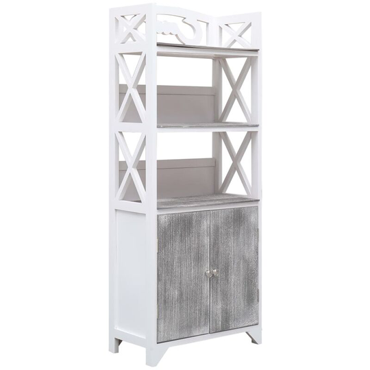 Bathroom Cabinet White and Grey 46x24x116 cm Paulownia Wood - Grey