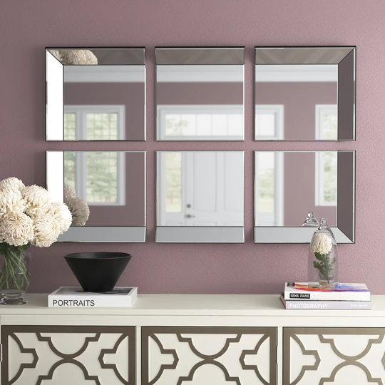 Theilson Glass Framed Wall Mounted Accent Mirror in Mirrored