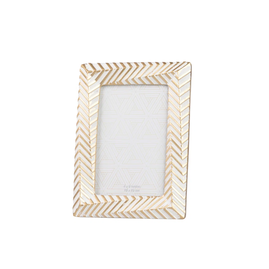Abrytha Newquay Resin Single Picture Frame in White/Gold