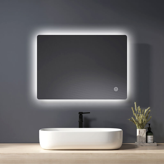 Illuminated led Bathroom Mirror, Wall-Mounted Vanity Mirror 700x500mm with led Light, Touch Switch, Demister Pad - Heilmetz