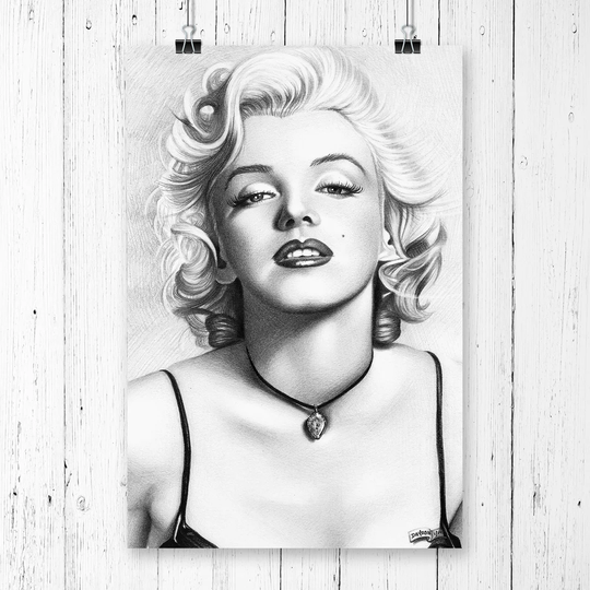 "Black and White Art Marilyn Monroe" Painting Print