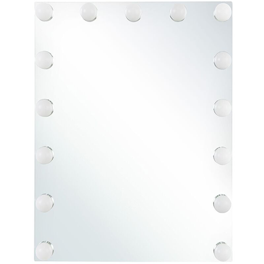 Beliani - Classic Rectangular Bathroom Wall Vanity Mirror White led Light Bulbs Lucenay - Silver
