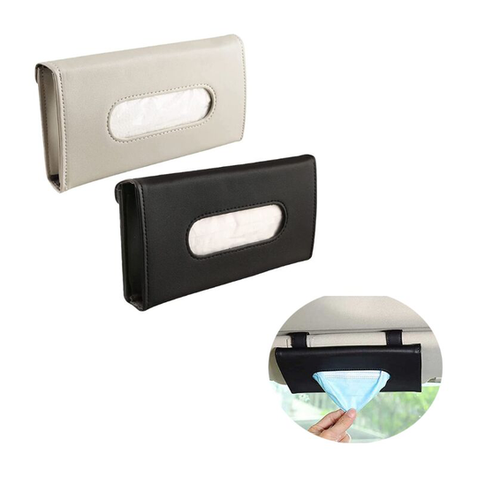 Sunflowergb - 2 Pcs Car Tissue Holder Car Tissue Box Sun Visor Leather Tissue Box Car Visor Mask Holder Tissue Paper Storage Case for Car Visor