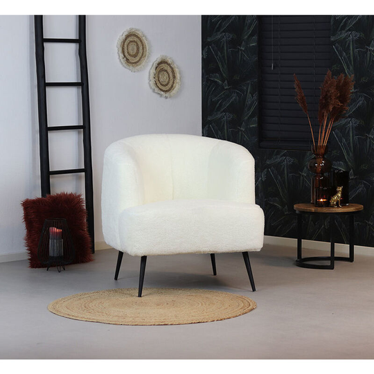 Armchair Billy teddy Fur White - White