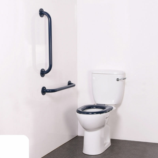 Nymas - NymaPRO Close Coupled Ambulant Doc m Toilet Pack with Stainless Steel Grab Rails - White