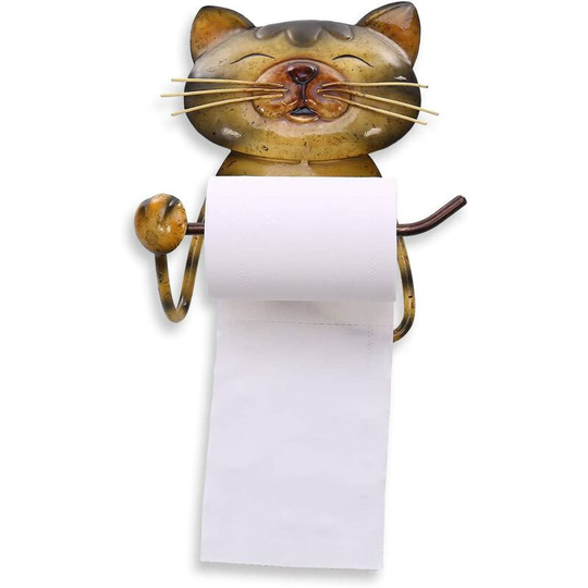 Cat Iron Toilet Paper Holder Bathroom Wall Mounted Paper Roll Holder