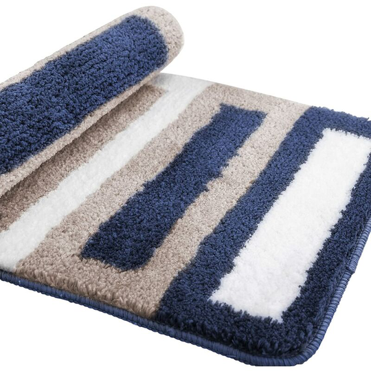 Non-Slip Bath Mat Kitchen Rug Fluffy Bathroom Rug Soft Microfiber Shower Mat Machine Washable - 50 x 80 cm, Blue