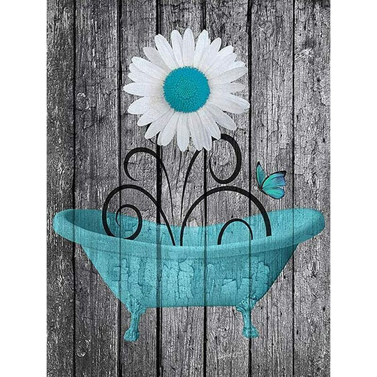 5D diy Diamond Painting Kits Butterfly,Daisy Bathtub Diamond Art for Adults Kids,Diamond Paint Craft for Home Wall Decor Christmas Gift(12x16 inch)