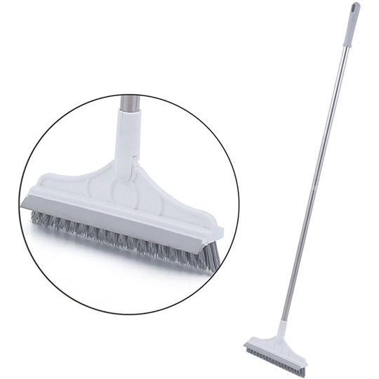 2 In 1 Floor Scrub Brush with Window Squeegee 120 Degrees Rotatable Long Handle Corner Gap Cleaning Brush for Cleaning Kitchen Bathroom Bathtub Tile
