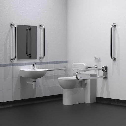 Nymas NymaPRO Back to Wall Doc M Toilet Pack with Satin StainlessSteel Grab Rails DM800KCS/SS