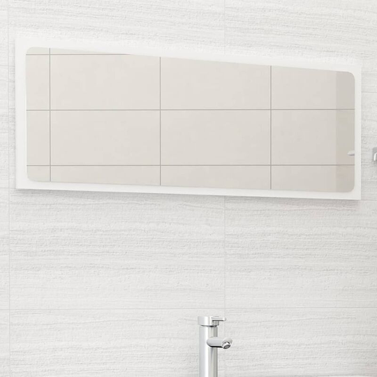 Bathroom Mirror High Gloss White 100x1.5x37 cm Chipboard FF804635_UK - Topdeal