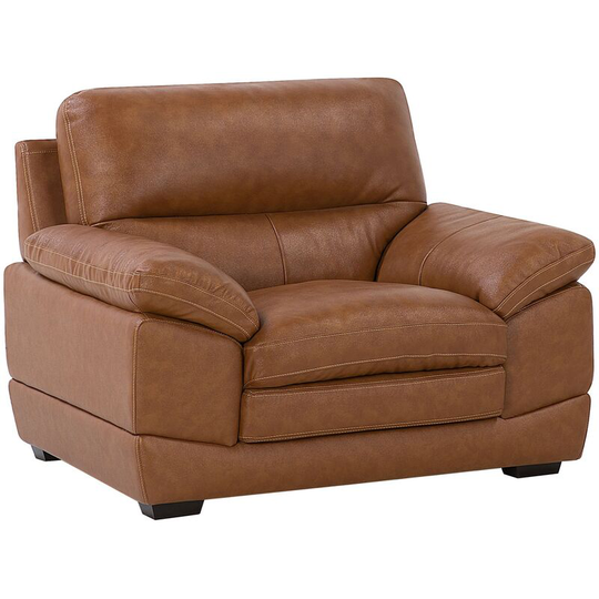 Genuine Leather Upholstered Living Room Armchair Golden Brown Horten - Brown