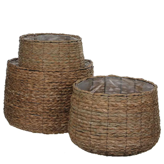 Round Storage Wicker 3 Piece Basket Set