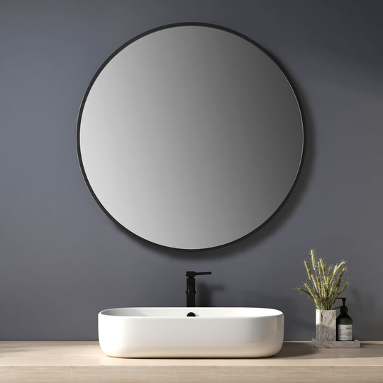 Bathroom Mirror Φ80cm Round Mirror Wall Mirror Black Wall Decoration for Bathroom Bedroom Living Room Entrance - Heilmetz