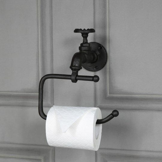 Rustic Metal Tap Toilet Roll Holder - Brown/Black