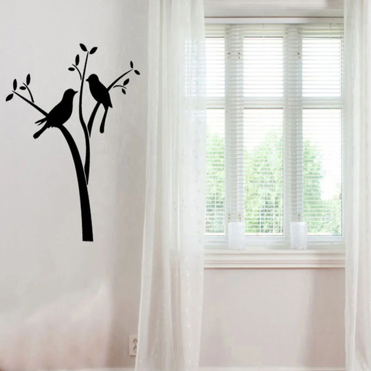 Pair of Birds Perching Decal Vinyl Wall Sticker