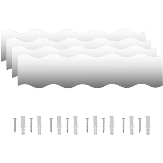 Vidaxl - Wall Mirrors 4 pcs 100x23 cm Wave Glass White