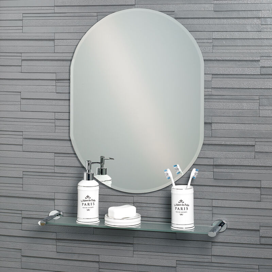 Frameless Oval Bevelled Edge Lincoln Small Bathroom Mirror - Mirror
