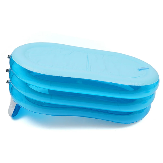 Inflatable Adult Bathtub, PVC Folding Blow Up Air Bath Tub Anti-Slippery Portable Bathroom Home Pool Blue