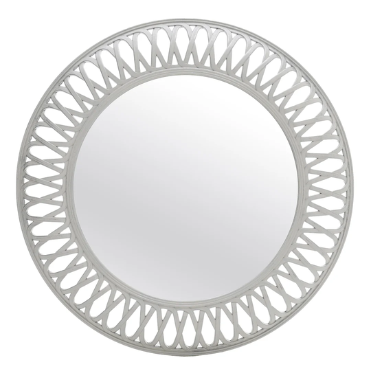 Jade Round Plastic Framed Wall Mounted Accent Mirror in Silver
