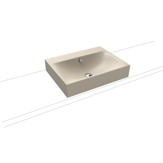 Warm Beige Steel Enamel Rectangular Countertop Basin Bathroom Sink
