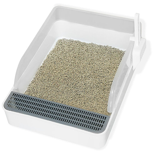 Superseller - Semi-Enclosed Cat Litter Box Detachable Anti-Splash Non-Sticky Kitty Litter Tray Cat Toilet with Litter Scoop
