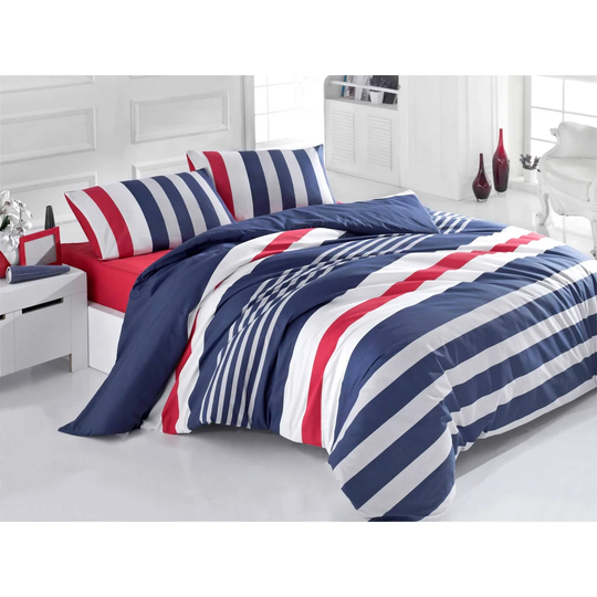 Beatrix Dark Blue 100% Cotton Duvet Cover Set