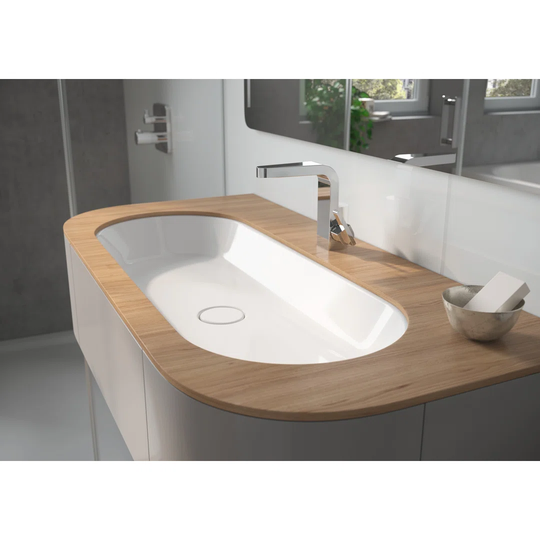 Cool Grey Steel Enamel Oval Under Counter Bathroom Sink