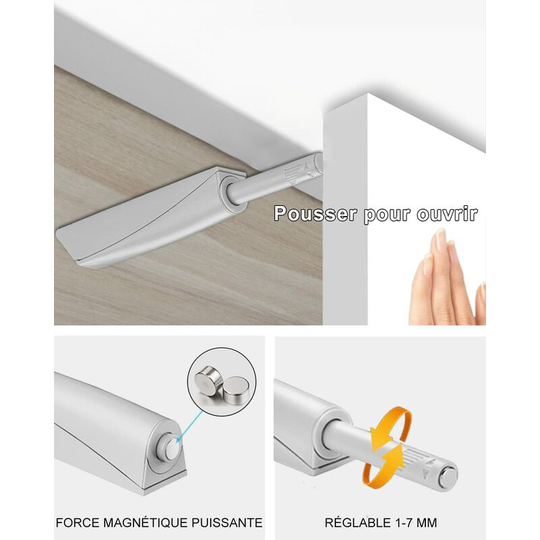 Bearsu - Push to Open Closet Door Damper Jiayi Magnetic Push Open Latch Closet Closet Magnetic Closers for Cabinet Push to Open System Drawer Damper