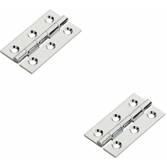 2x pair 50 x 28 x 1.5mm Cabinet Hinge Polished Chrome Small Cupboard Door