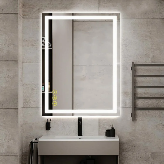 Modern Backlit Illuminated led Bathroom Mirror Light with Touch Sensor Vertical Horizontal IP44, Inlaid/50x70cm - Ai-lighting