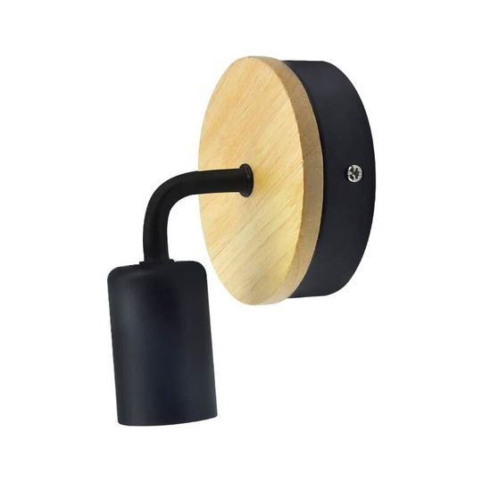 Devenirriche - Modern E27 industrial wall light in wood and black iron contemporary Nordic spot e27 wall lamp for home, bedroom, living room,
