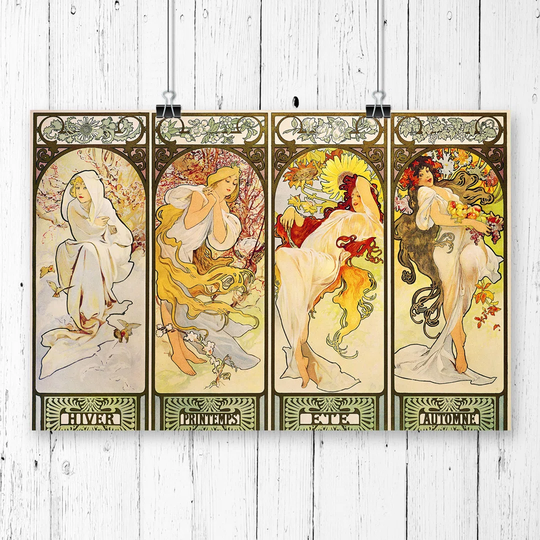 'The Four Seasons -1' by Alphonse Mucha Graphic art