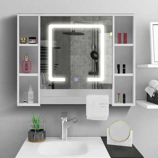 Kristella 90cm x 70cm Surface mount Mirror Cabinet with Lighting