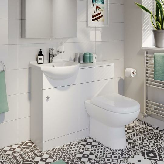 Alpine - Modern Bathroom Toilet Basin Sink Vanity Unit 910mm 1 th Furniture Matte White - White