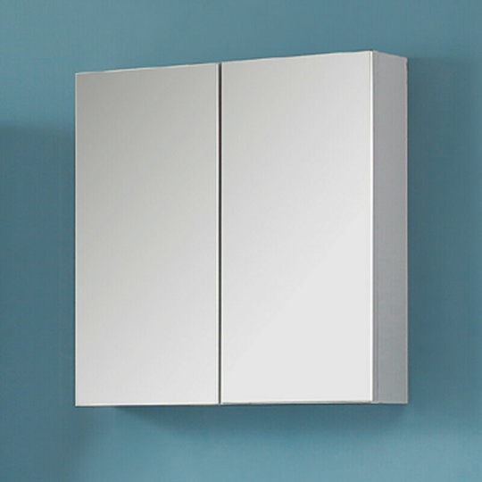 600mm Wall Mounted Bathroom Mirror Cabinet Storage Shelf Vanity Unit mdf Board-White