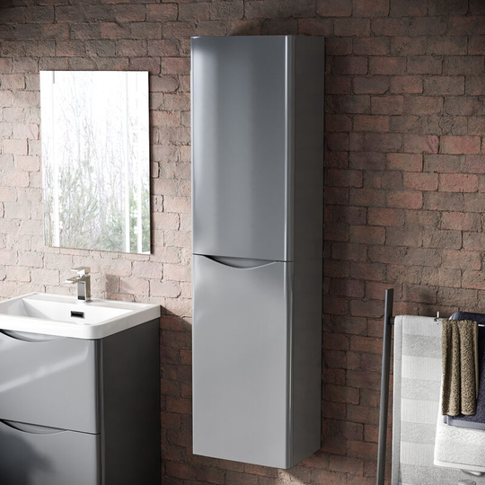 Bathroom Wall Hung Cupboard Cabinet Vanity Storage Light Grey | Lyndon