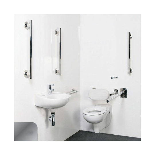 Tyle Luxury Wall Hung Doc m Pack White - 5 x Polished Grab Rails - Nymas