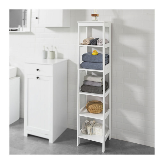 White 5 Tiers Bathroom Shelf Storage Shelf Cabinet Unit,BZR14-W - Sobuy