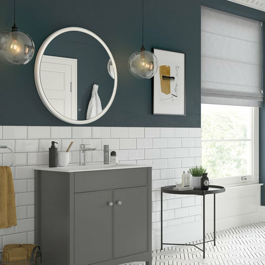 Copenhagen Round Bathroom Mirror 550mm Diameter - Grey Ash - Signature