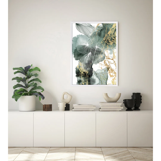 Green Linear Flowers I - Picture Frame Graphic Art